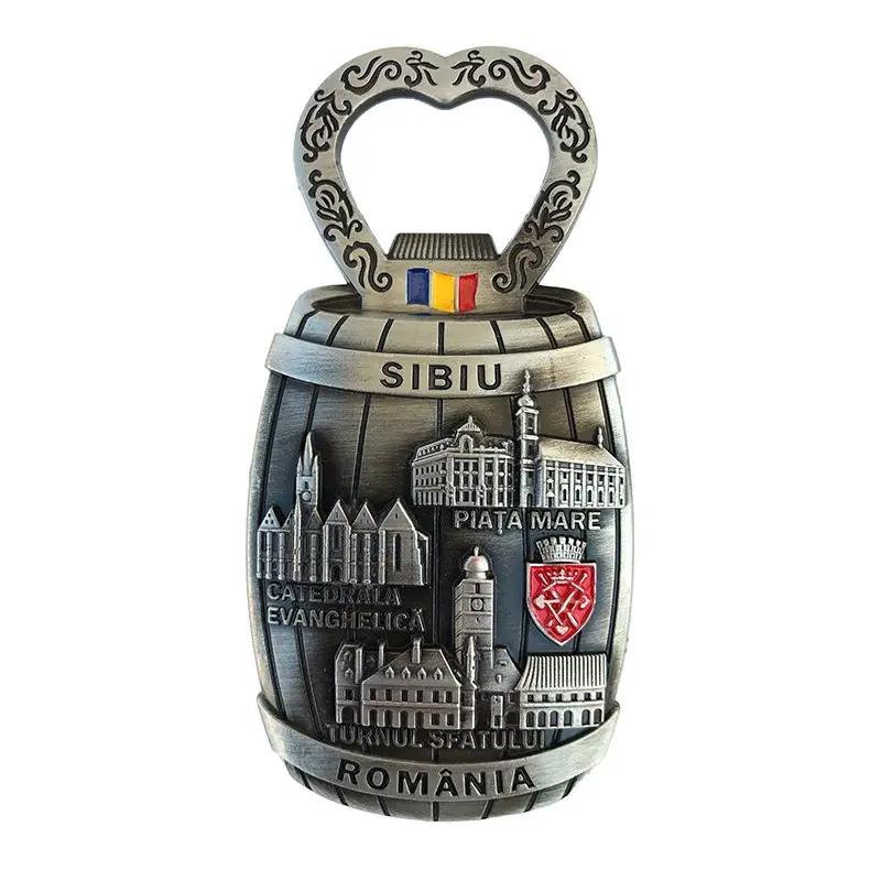 Sibiu, magnet desfacator forma butoias, din metal